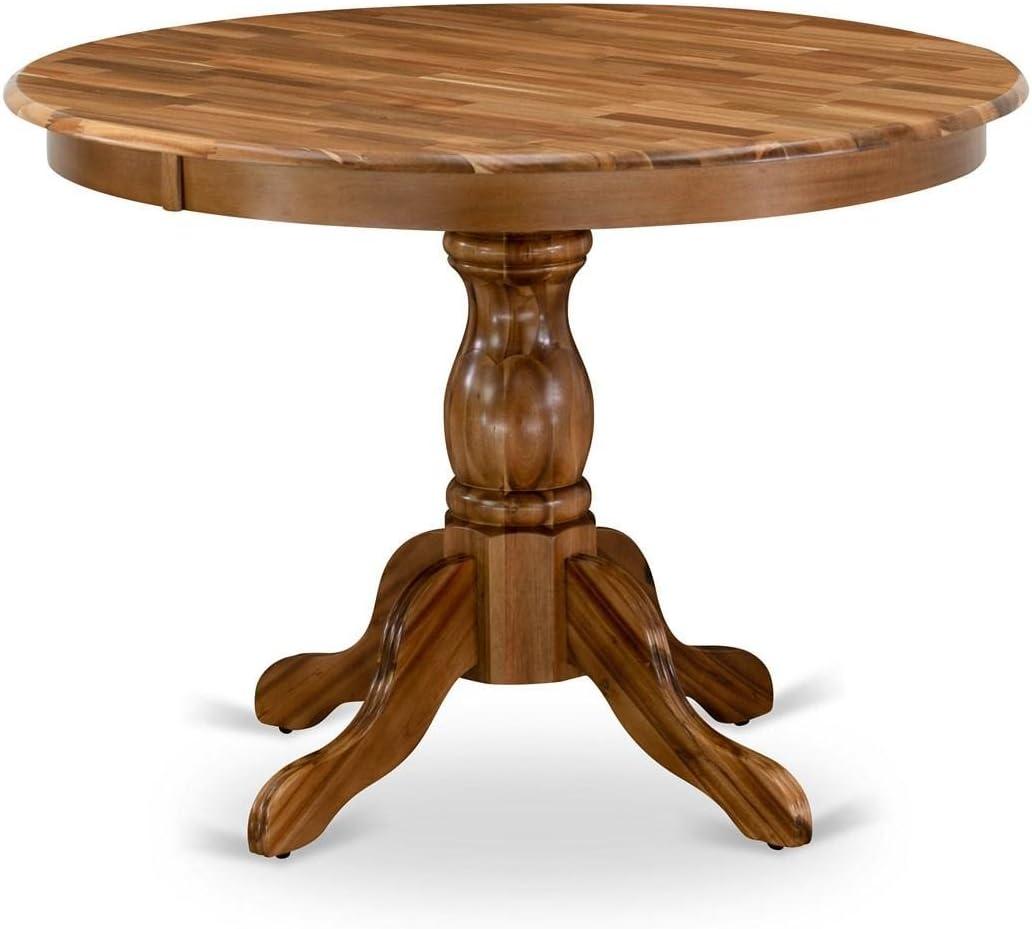 Contemporary Round Wood Dining Table in Natural Finish, 42"