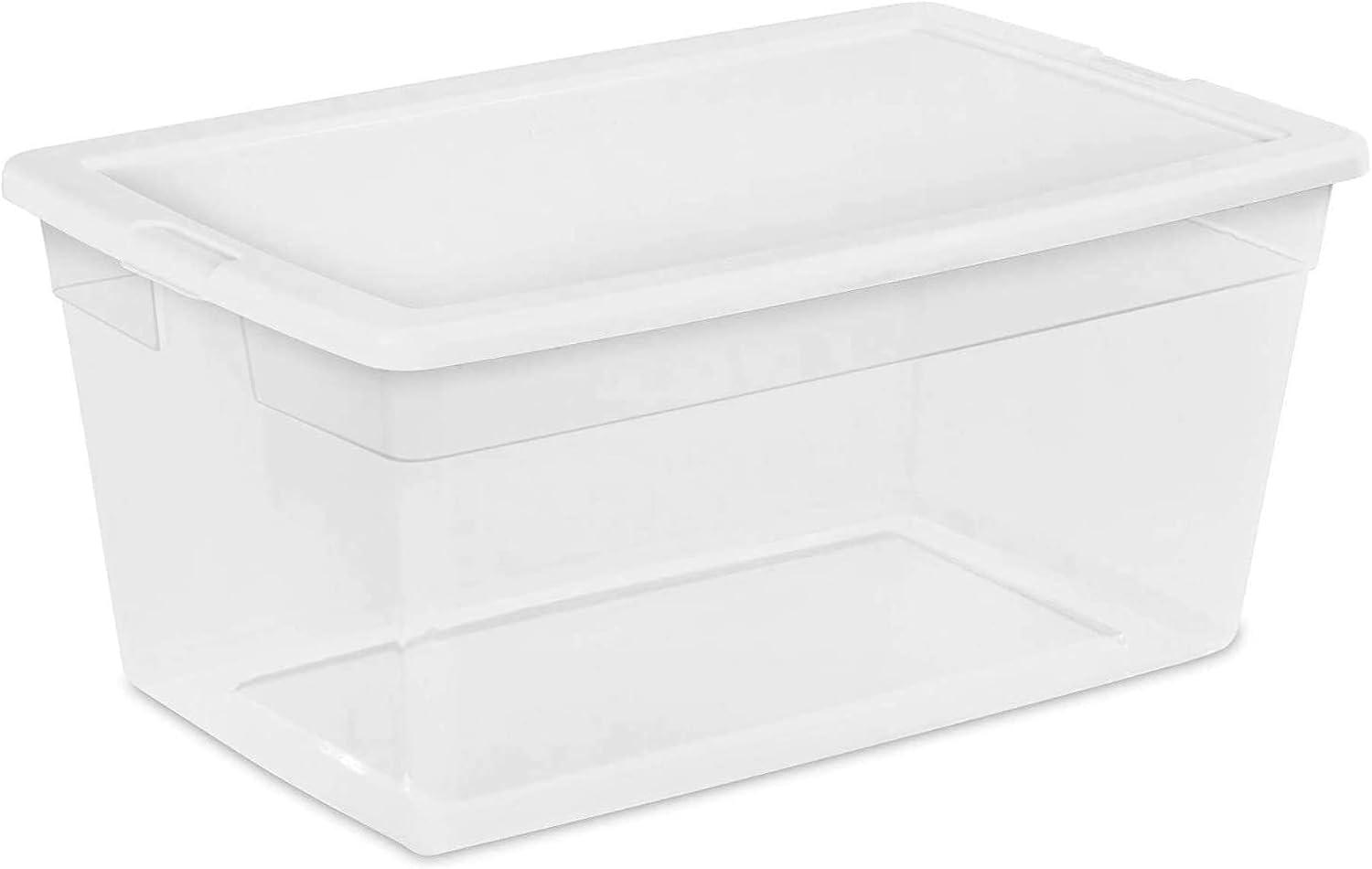 Sterilite Sterilite Storage Box, Stackable Bin with Lid, Plastic Container to Organize Shoes and Crafts on Closet Shelves
