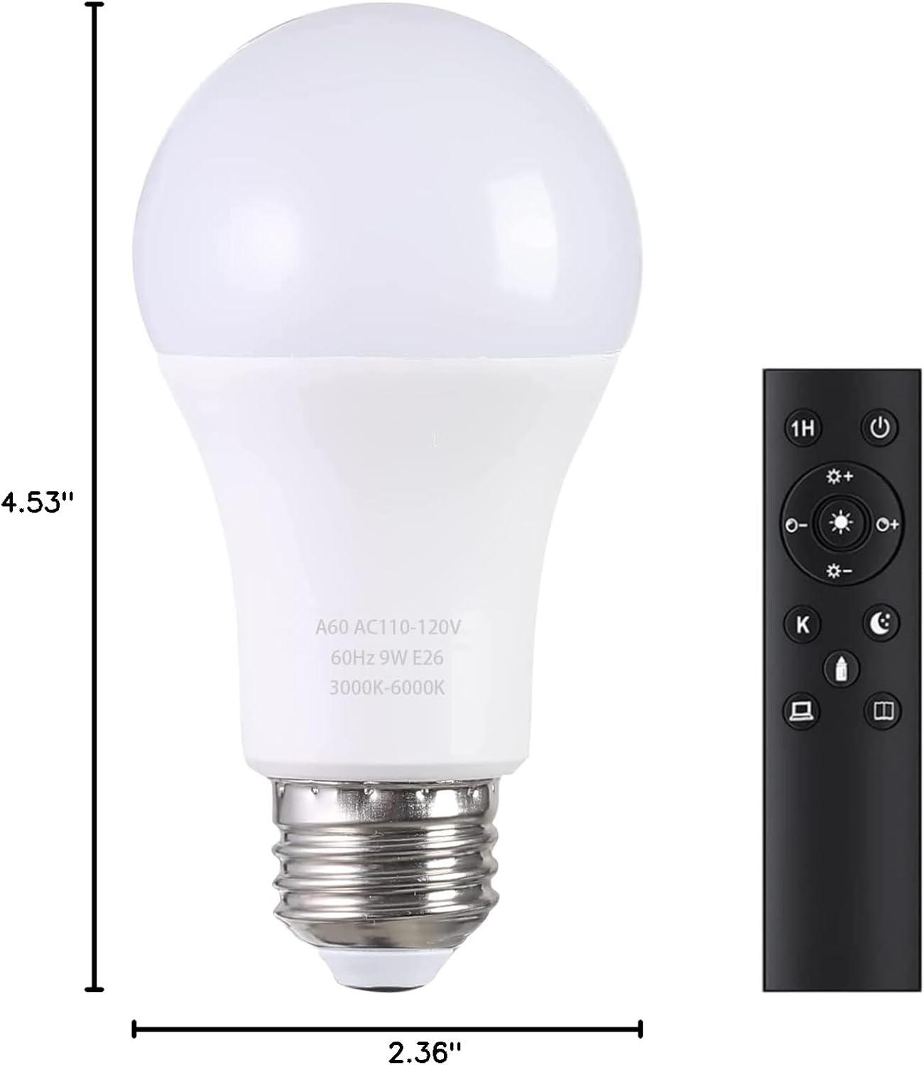 Dimmable A19 LED Light Bulb with Remote Control