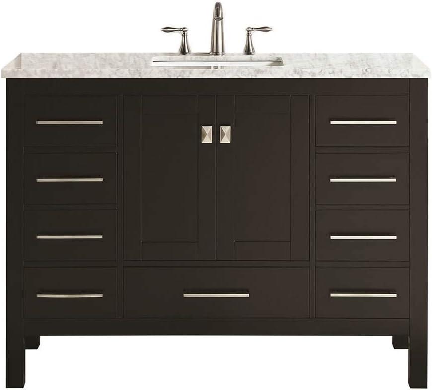 Eviva Aberdeen 42" Transitional Espresso Bathroom Vanity with White Carrara Countertop