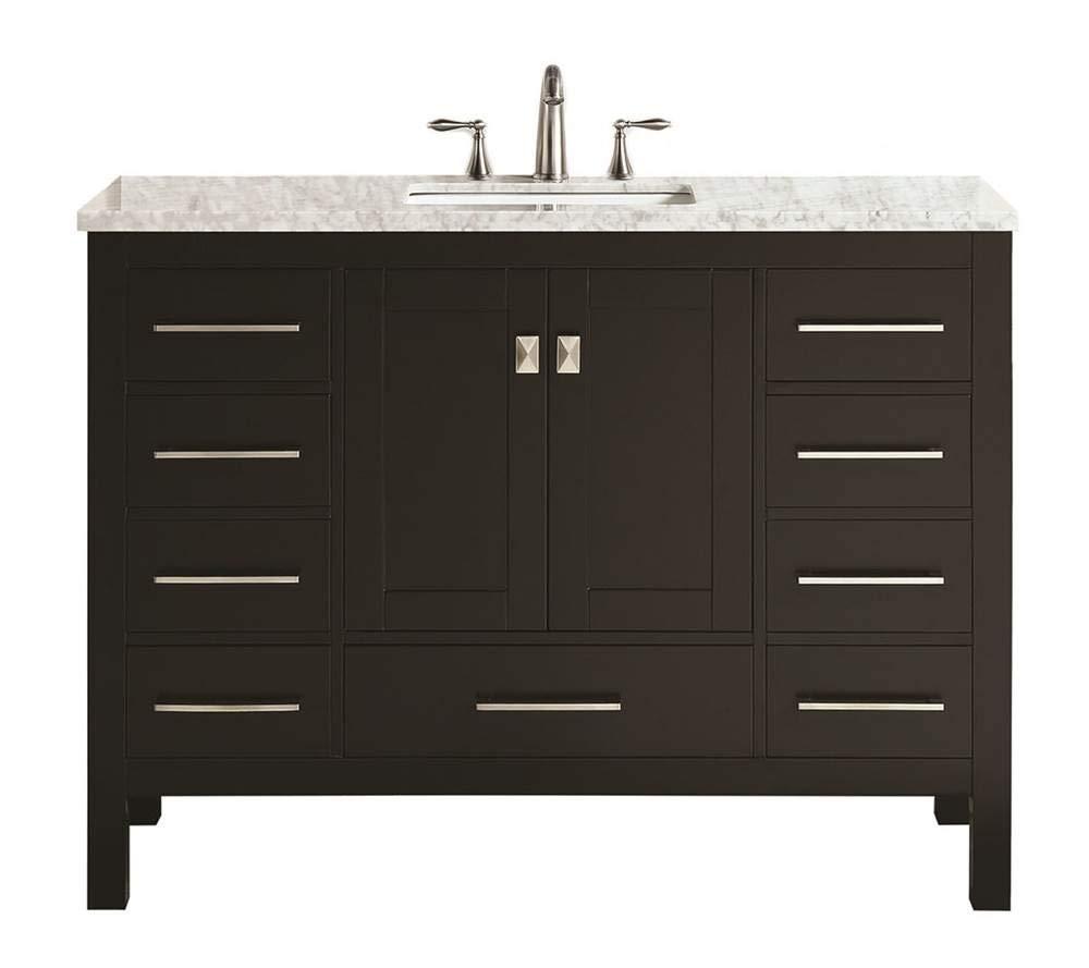 Eviva Aberdeen 42" Transitional Espresso Bathroom Vanity with White Carrara Countertop