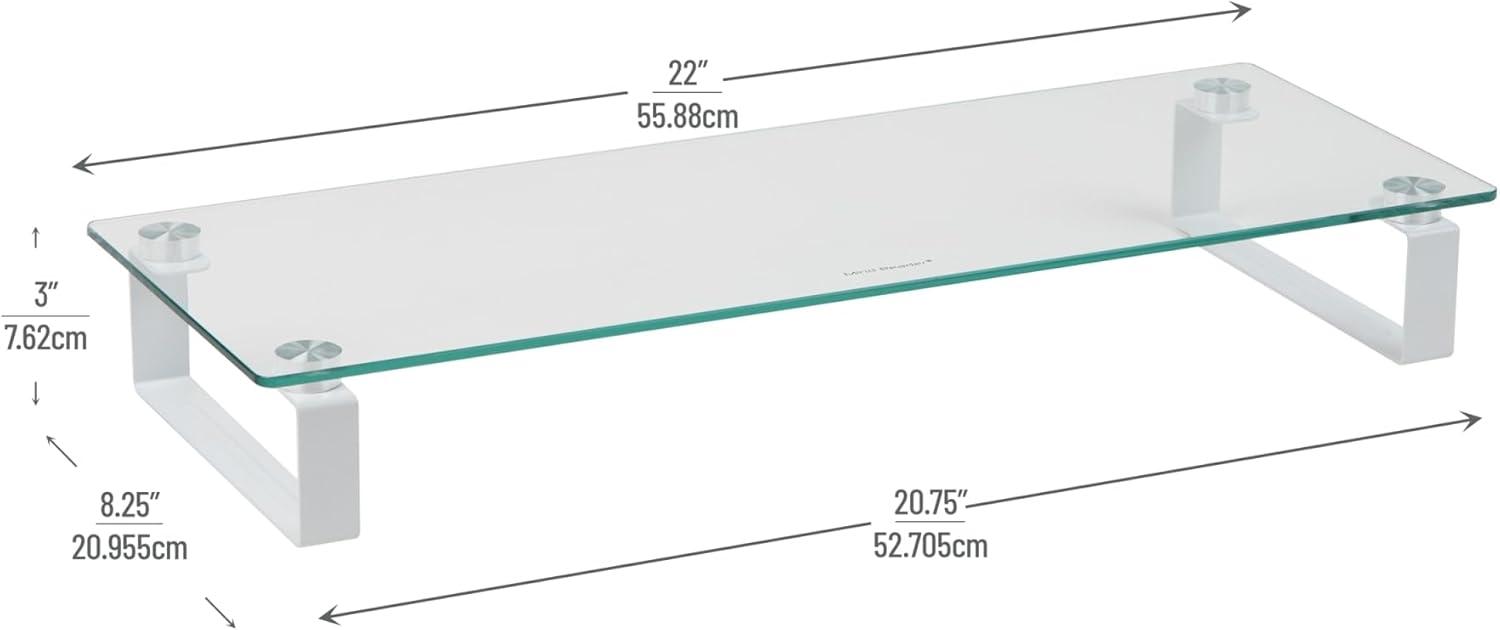 Mind Reader Monitor Stand Office Glass Clear: Desk Organizer & Office Supplies, Metal Monitor Riser, 24.45" x 8.66"