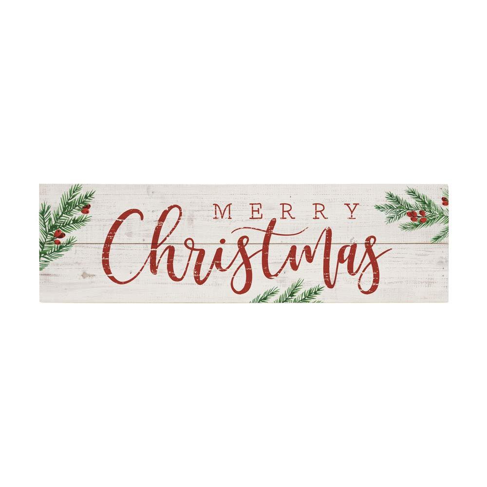 Merry Christmas Rustic Cedar Wood Sign with Red and Green Accents