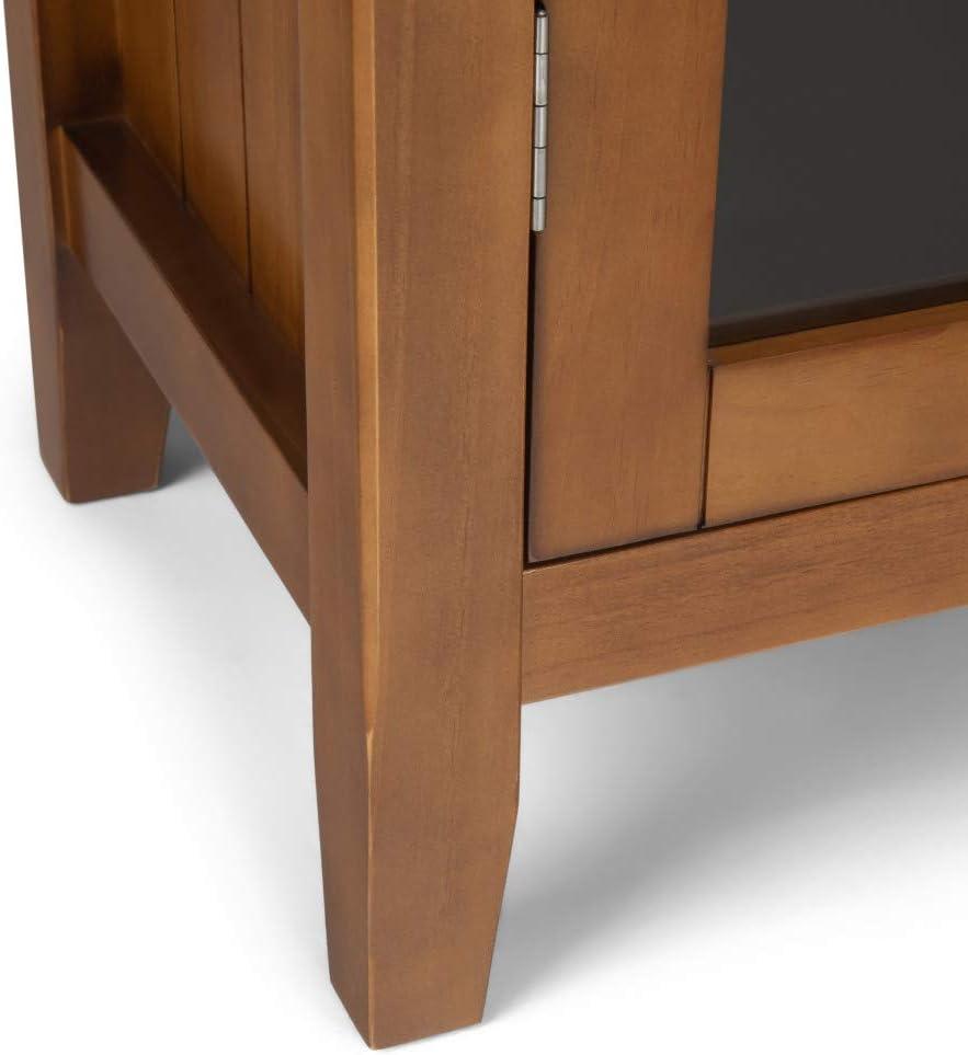 Simpli Home Acadian Solid Wood Shelf Storage Cabinet with Glass Doors and Adjustable Shelves