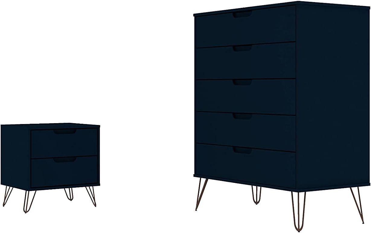 Rockefeller 5 Drawer Dresser and 2 Drawer Nightstand Set - Manhattan Comfort