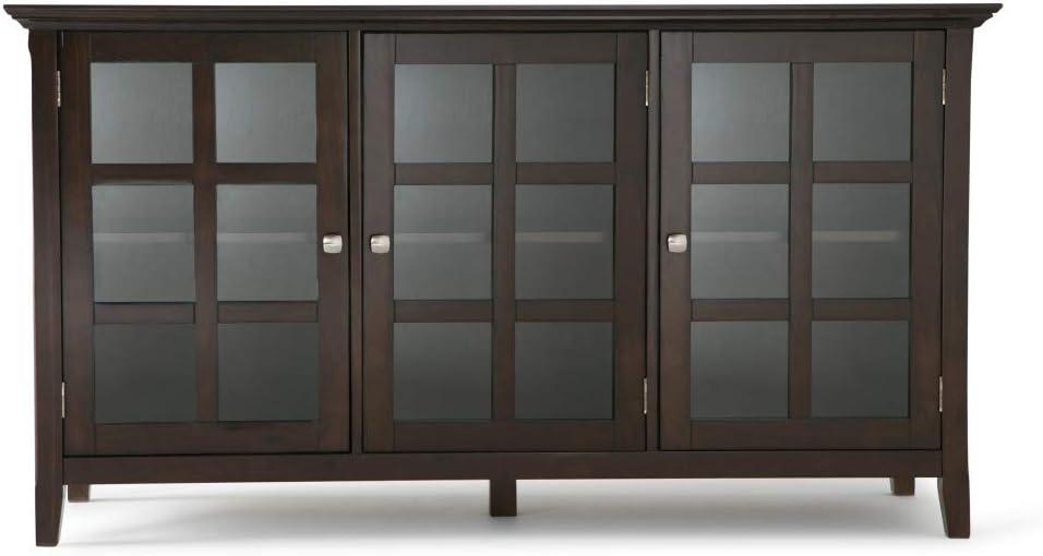 Simpli Home Acadian Solid Wood Wide Storage Cabinet In Brunette Brown