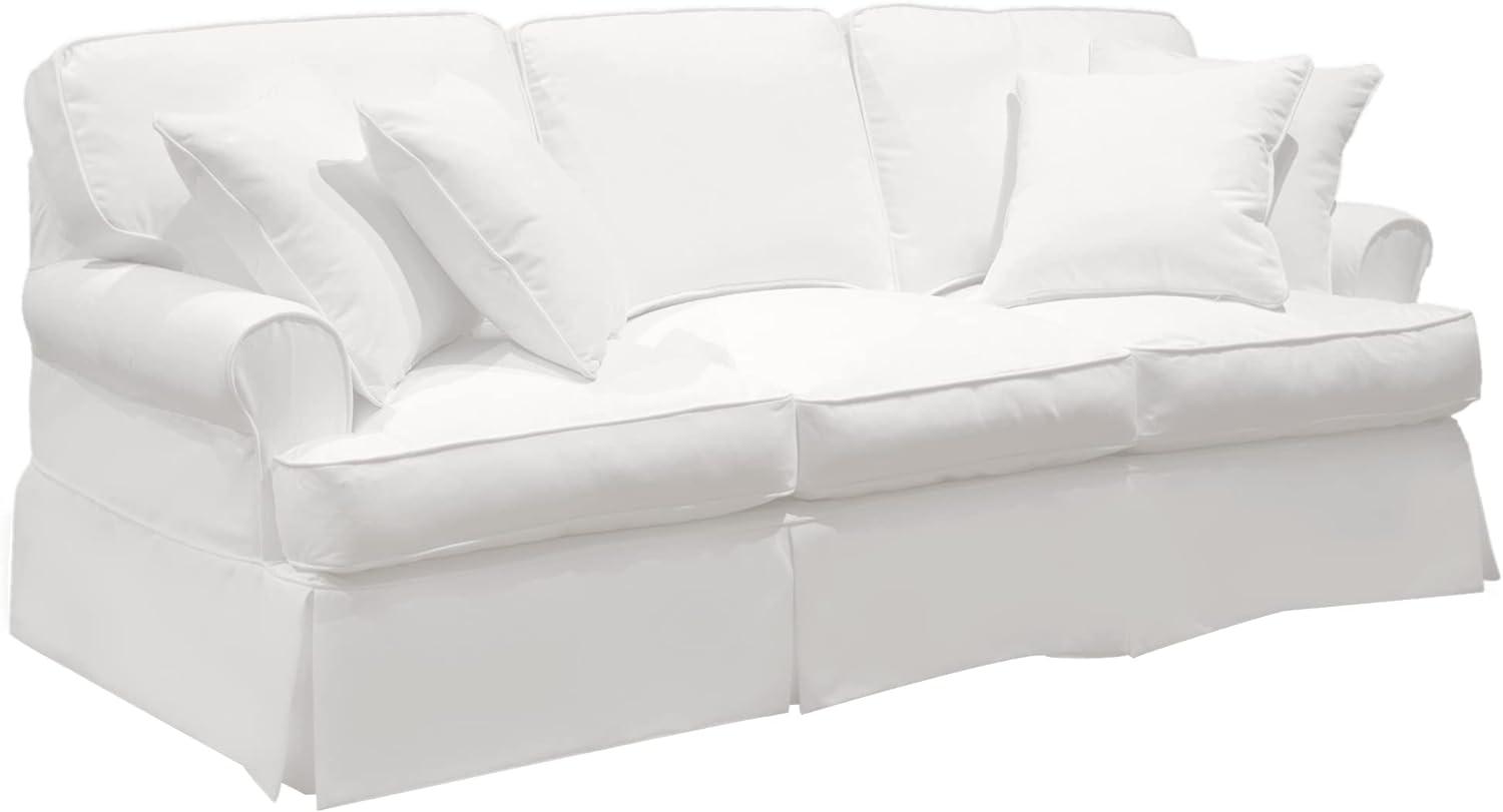 Warm White T-Cushion Sofa Slipcover