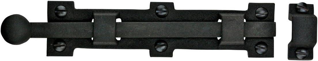 Black Wrought Iron Ball Tip Slide Bolt Latch with Mounting Hardware