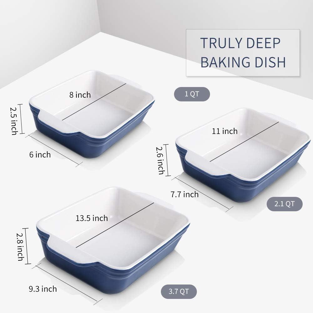 Adeco Trading Ceramic Bakeware Set, Rectangular Baking Dish For Cooking, Kitchen, Cake Dinner, Banquet And Daily Use, 9X13 Casserole Dishes For Oven Porcelain Baking Pans