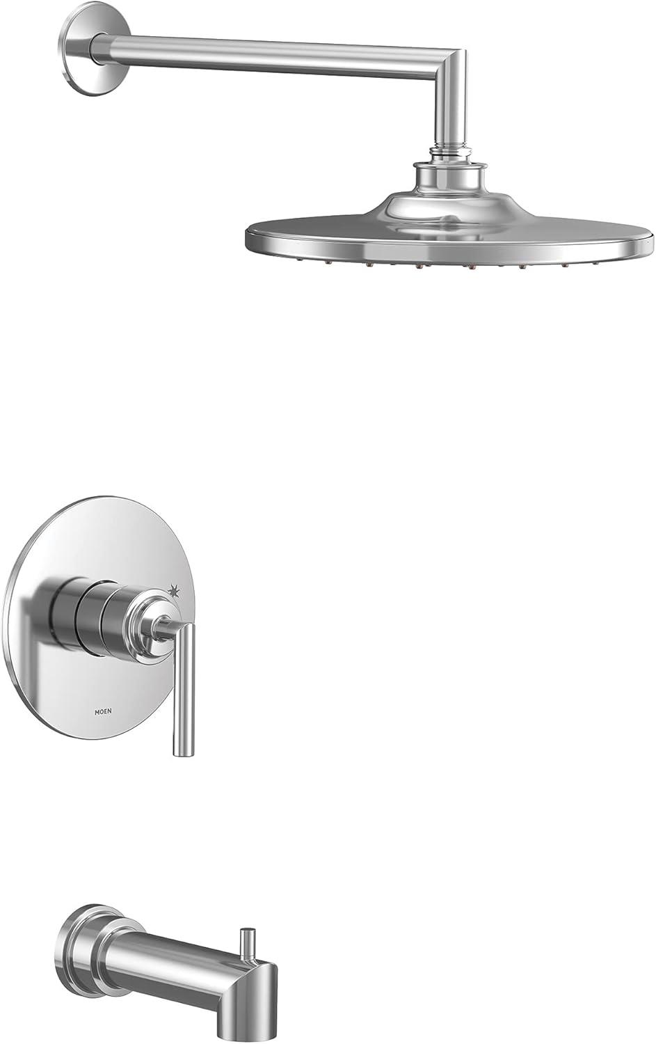 Modern Black Chrome 10" Rain Showerhead with Pressure-Balancing Valve