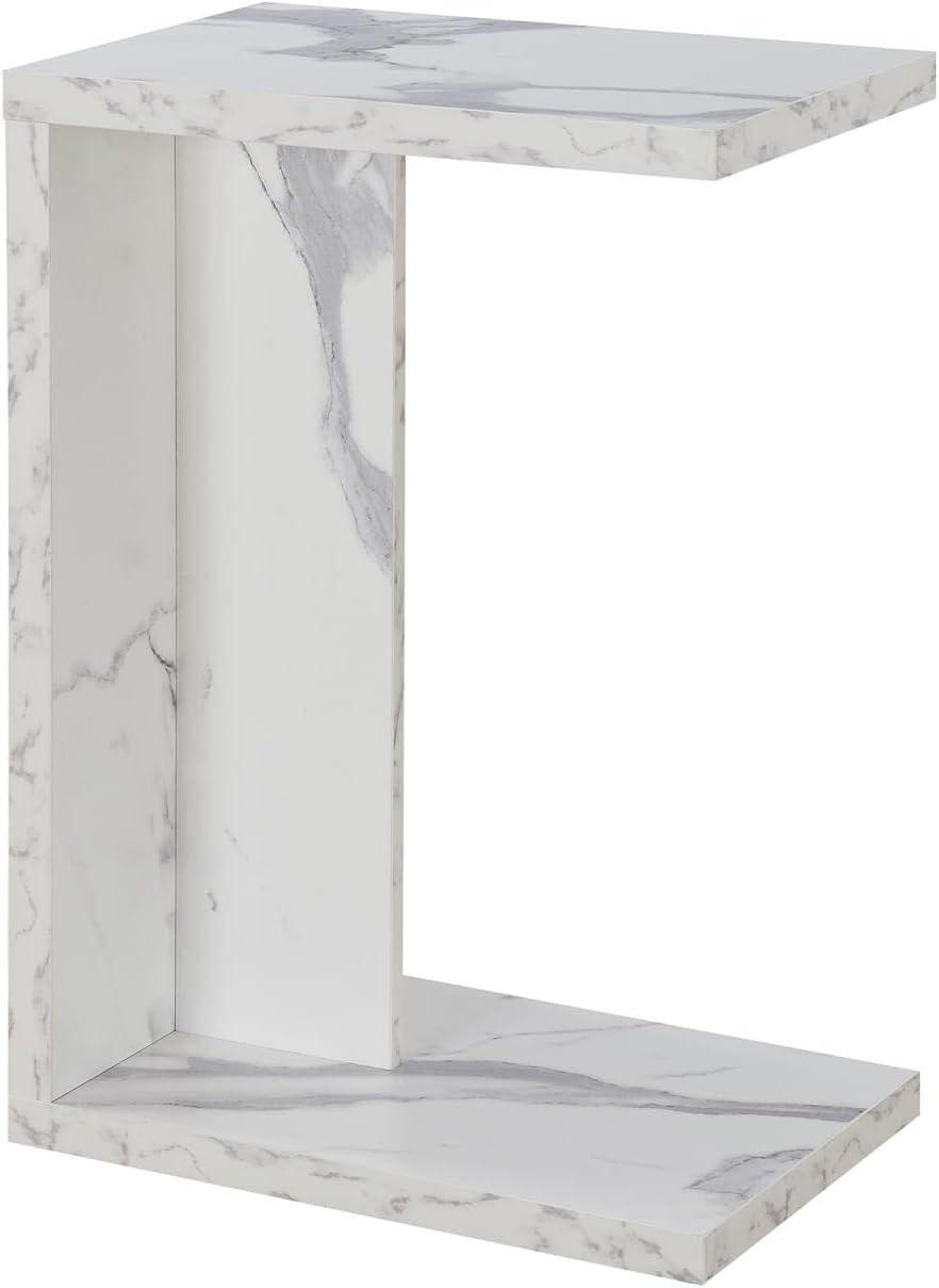 Convenience Concepts Northfield Admiral C End Table, White Faux Marble