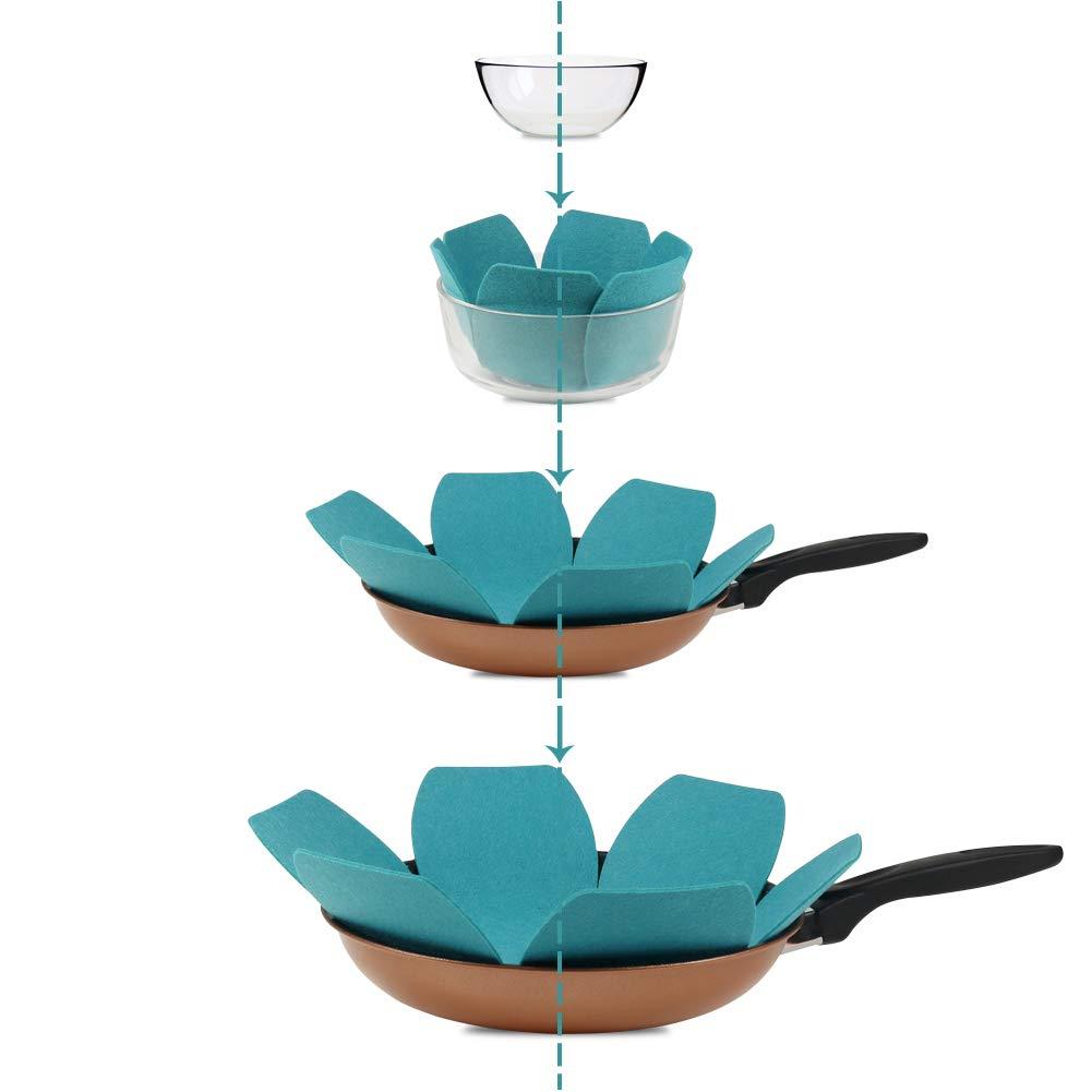 12Pcs Pot and Pan Protectors, Felt Pan Protector Pads, Cyan Pot Separators Protectors for Stacking and Protecting Your Cookware