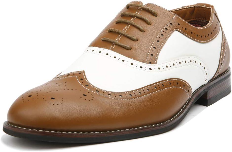 Ferro Aldo Arthur MFA139001D Mens Wingtip Oxford Spectator Dress Shoes, in Brown & White, Men's Size 11