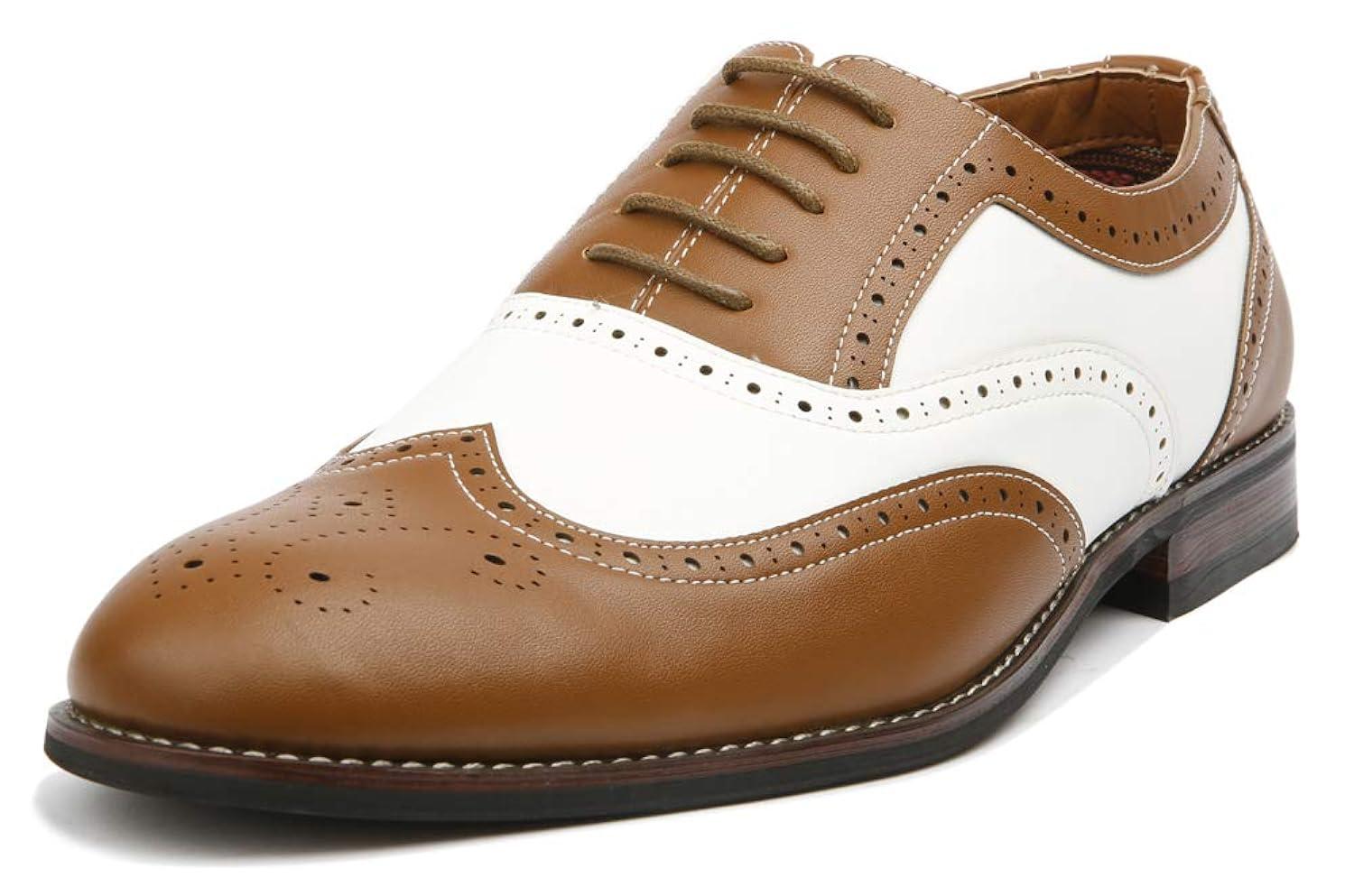 Ferro Aldo Arthur MFA139001D Mens Wingtip Oxford Spectator Dress Shoes, in Brown & White, Men's Size 11