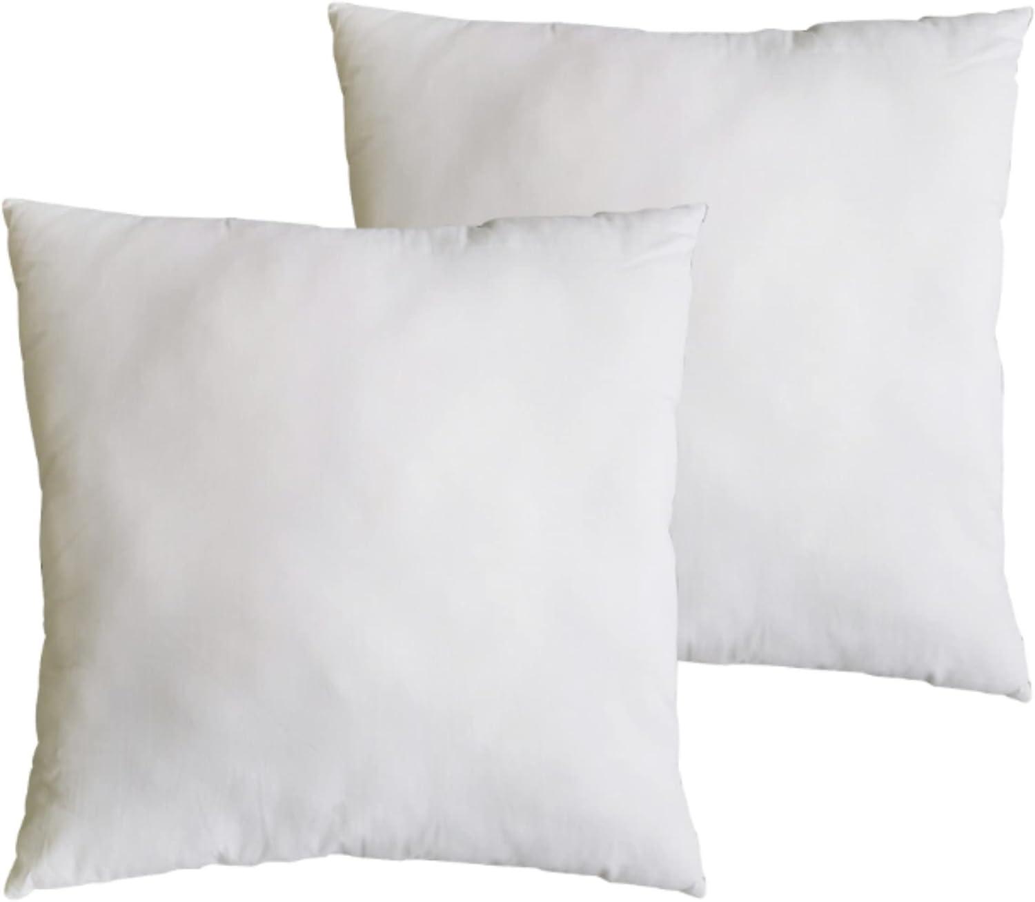 White 20x20 Cotton Sateen Pillow Inserts, Set of 2