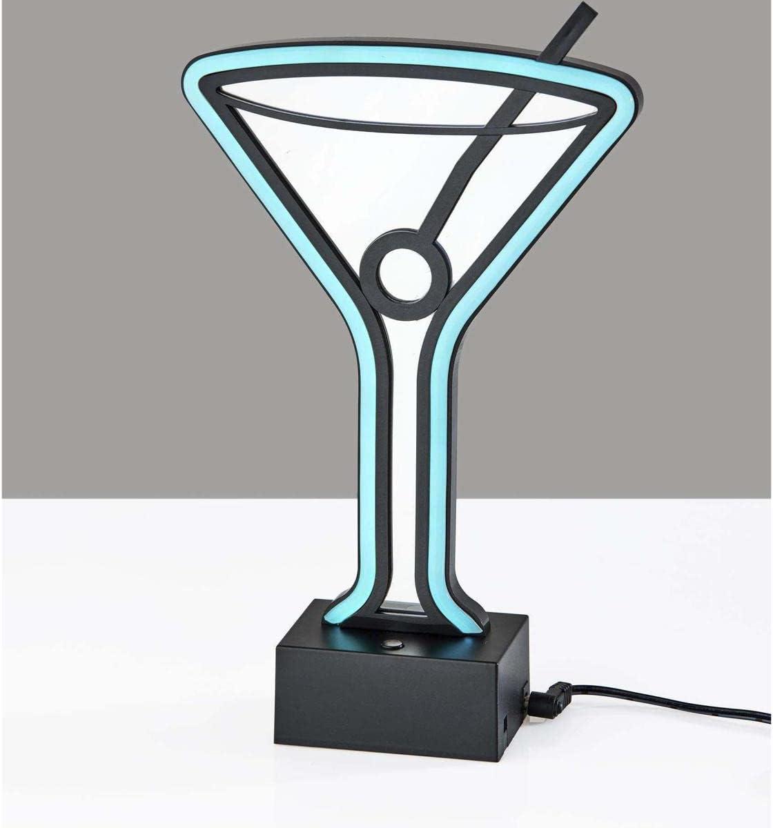 Infinity Neon Martini Glass Table/Wall Lamp Black - Adesso: USB Powered, Battery Option, LED Lighting
