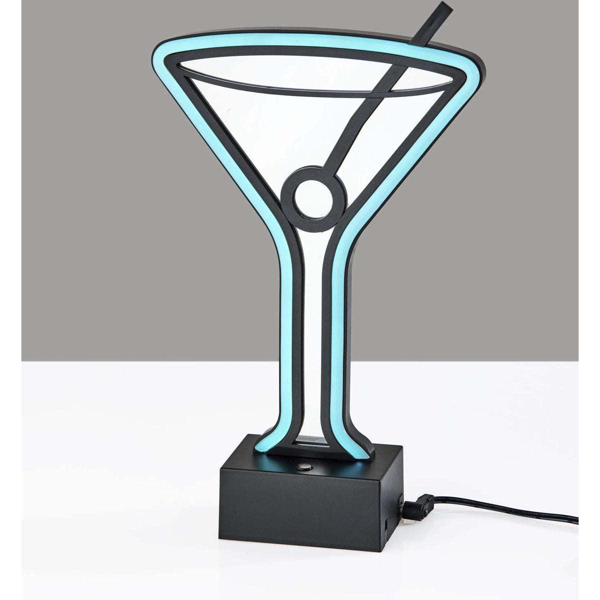Infinity Neon Martini Glass Table/Wall Lamp Black - Adesso: USB Powered, Battery Option, LED Lighting