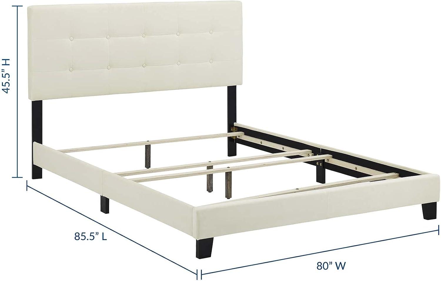 Modway Amira King Modern Style Performance Velvet Bed in Ivory