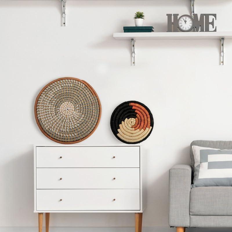 Tatuo 11 Pcs Boho Wall Basket Decor Decorative Bulrush Woven Basket Wall Decor Art Round Farmhouse Hanging Baskets for Kitchen Rustic Home Summer Decorations, Multi Sizes(Retro)