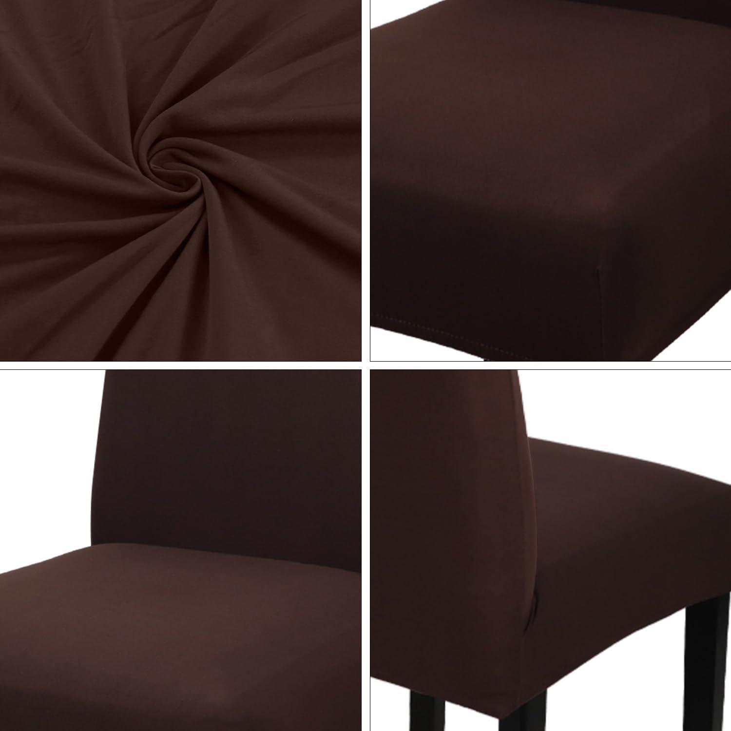 Dining Room Chair Covers Slipcovers Set of 4, Spandex Super Fit Stretch Removable Washable Kitchen Parsons Chair Covers Protector(coffee color1)