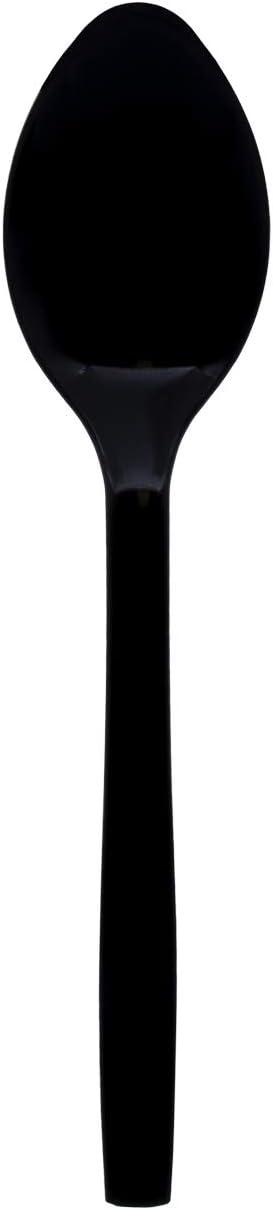 Party Essentials B9S-12/12 Black Plastic Serving Utensil, 9" Serving Spoons, 12 Count