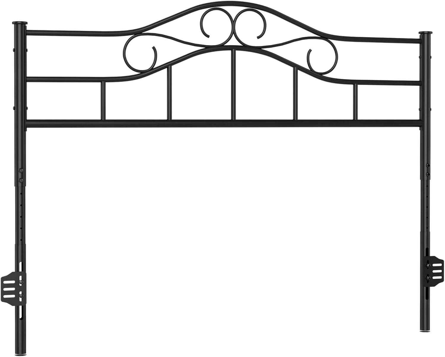 Red Barrel Studio® Anary Metal Headboard, Adjustable Height, Steel Curved Headboard , Farmhouse Scrollwork Design