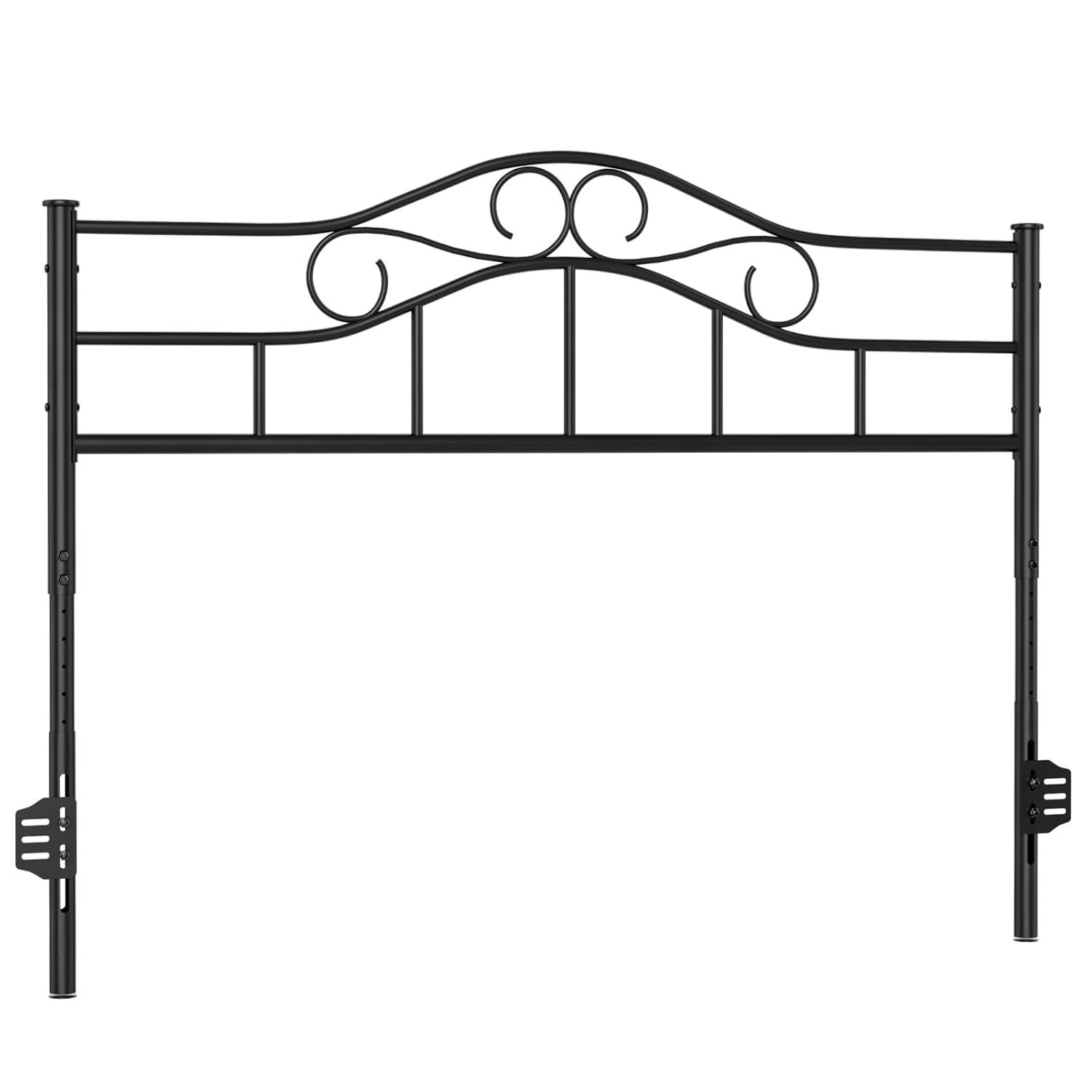 Red Barrel Studio® Anary Metal Headboard, Adjustable Height, Steel Curved Headboard , Farmhouse Scrollwork Design