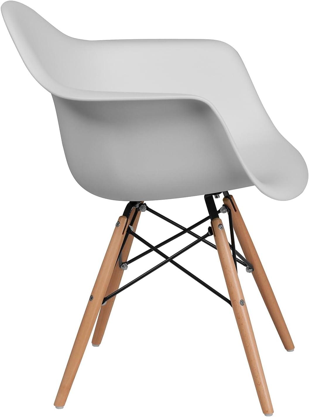 Flash Furniture Alonza Series White Plastic Chair with Wooden Legs