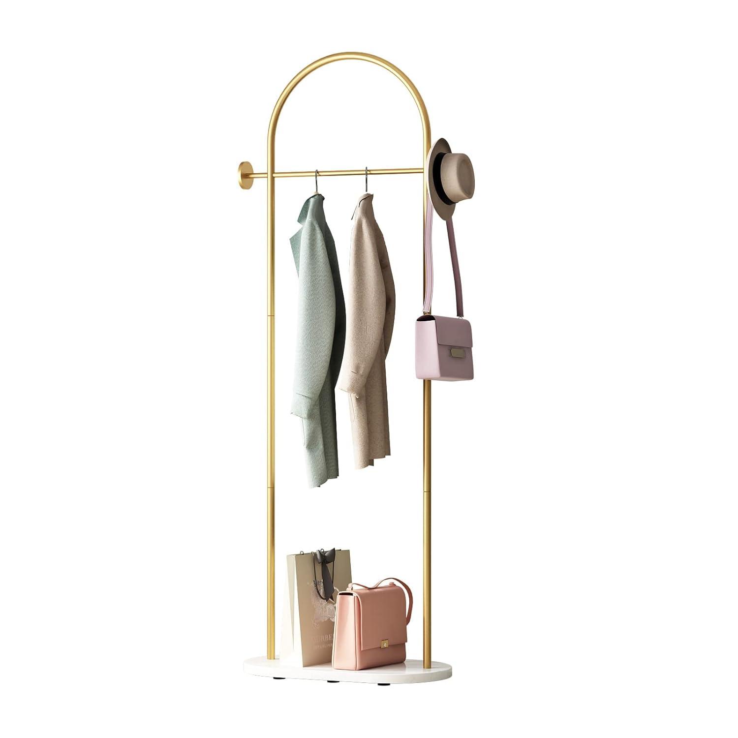 Clothing Rack, Clothes Rack with Shelf, Freestanding Coat Rack,Coat Hanger Stand with Hooks for Home