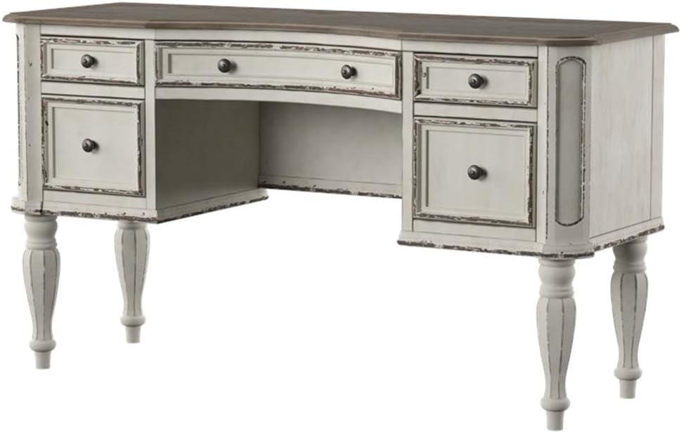 Magnolia Manor White Antique Vanity Desk with Drawers