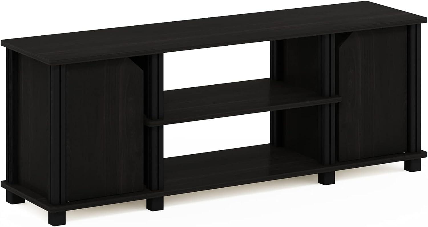 Furinno Brahms TV Stand with Shelves and Storage, Espresso/Black