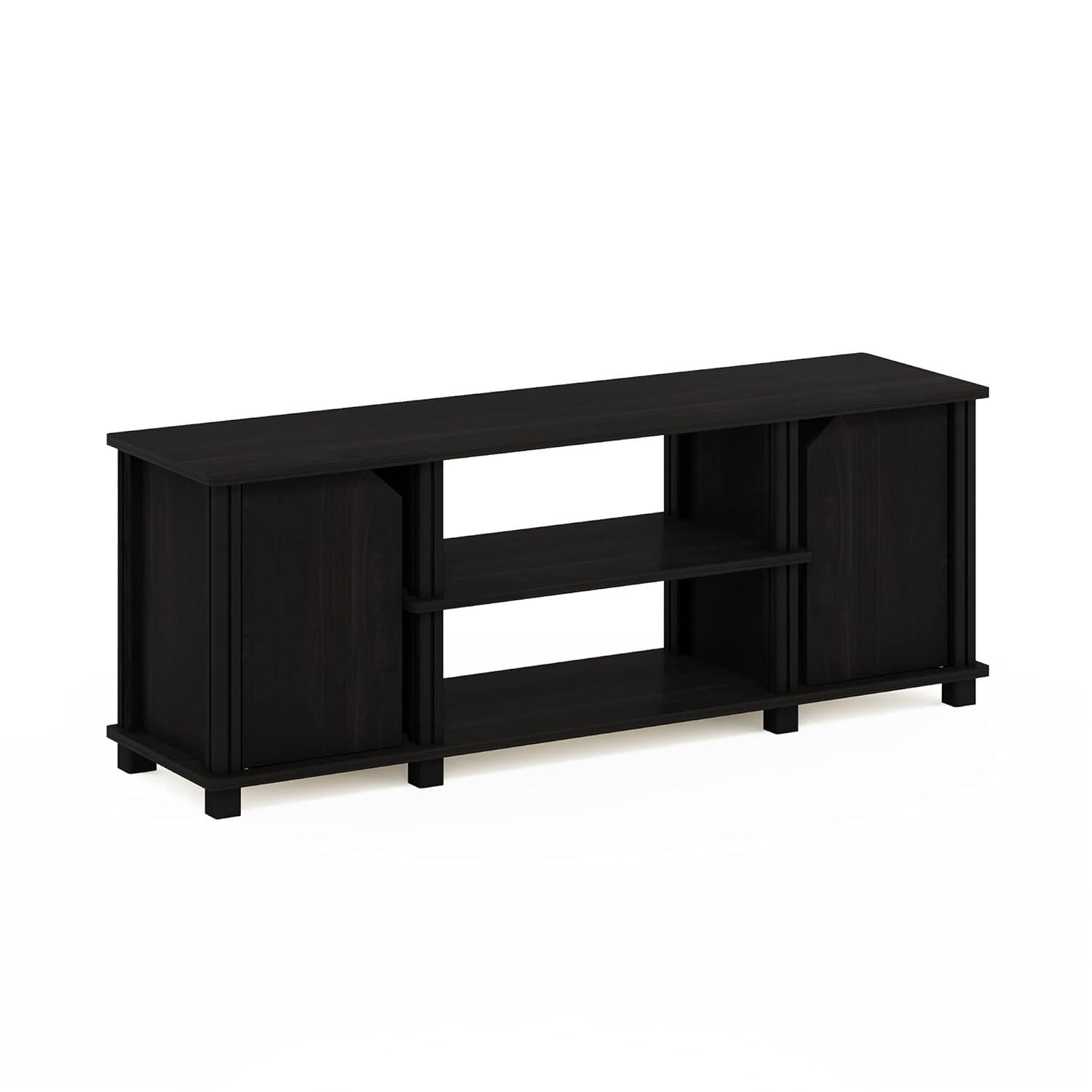 Furinno Brahms TV Stand with Shelves and Storage, Espresso/Black