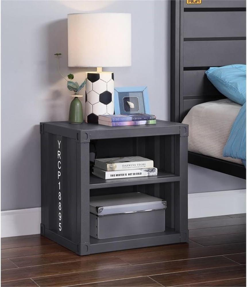 F&L Homes Studio Cargo Metal Nightstand W/USB