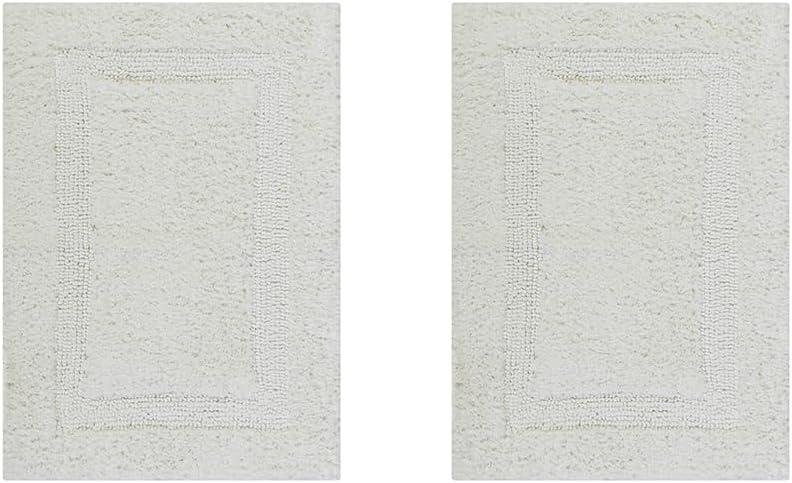 Better Trends Lux 100% Cotton Tufted Solid Reversible Bath Rug Set 2 PC (17" x 24" | 17" x 24") - Ivory