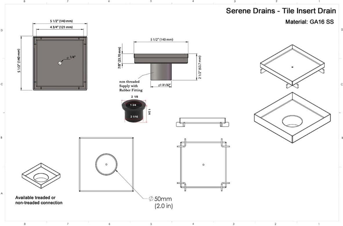 Matte White 5" Stainless Steel Tile Insert Shower Drain Kit