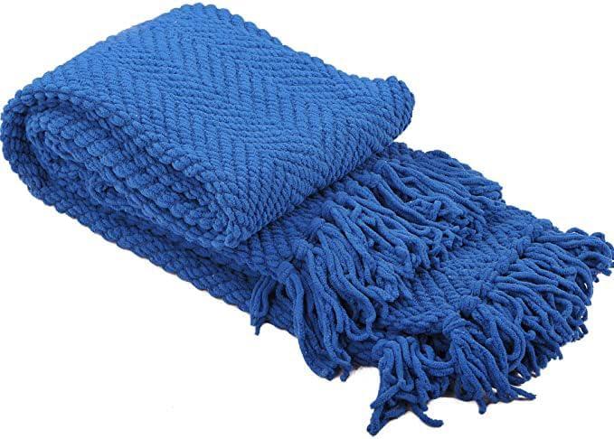 Home Soft Things Reversible Tweed Throw Blanket, Super Soft & Cozy - Snorkel Blue, 50x60"