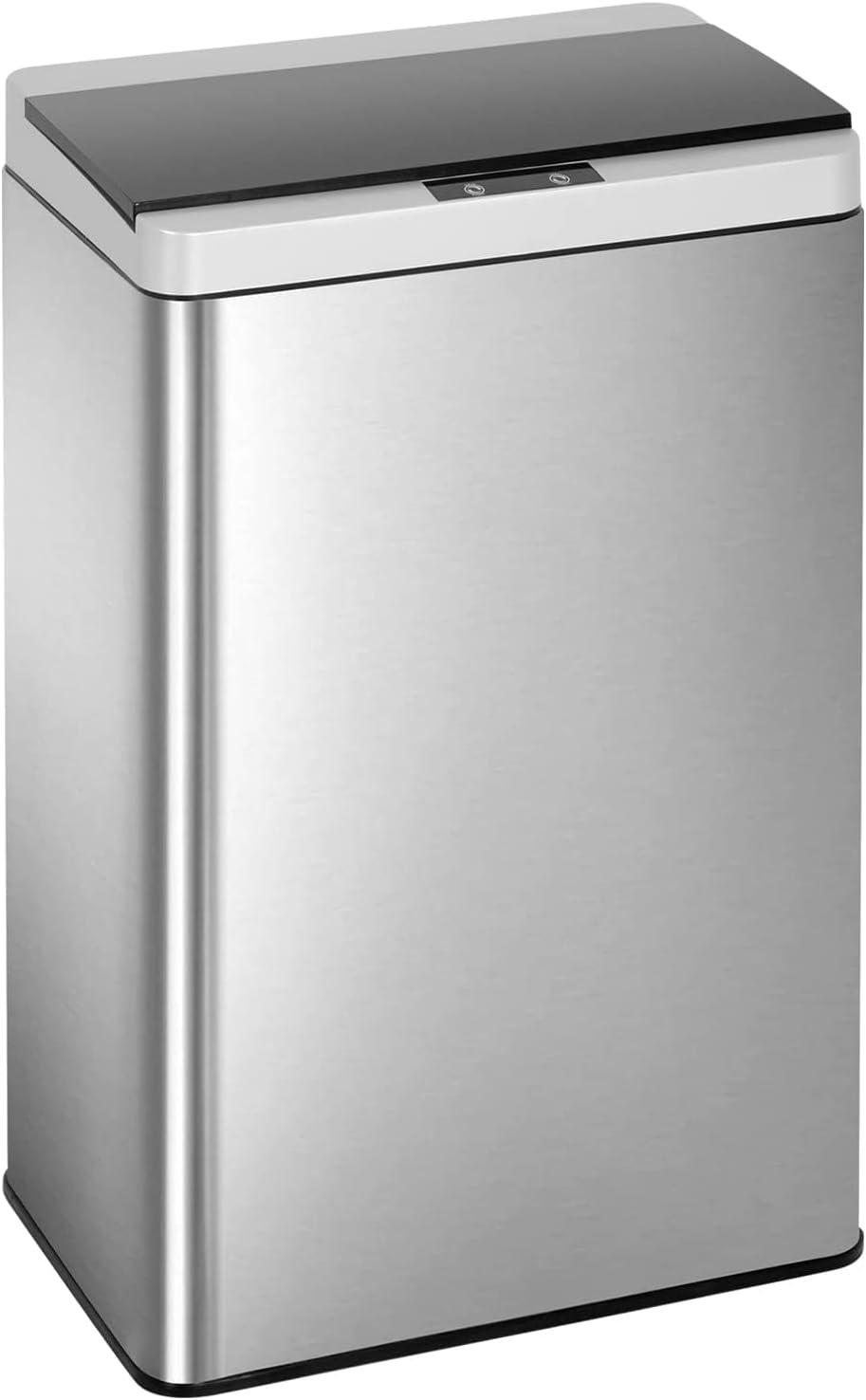 PayLessHere 13 Gallon 50 Liter Kitchen Trash Can High-Capacity with Lid Brushed Stainless Steel