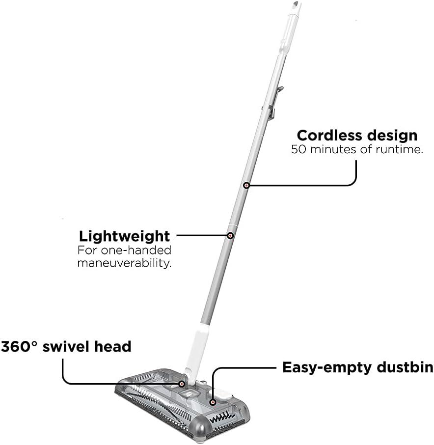 BLACK+DECKER Floor Sweeper, 50 Minutes Runtime, Powder White