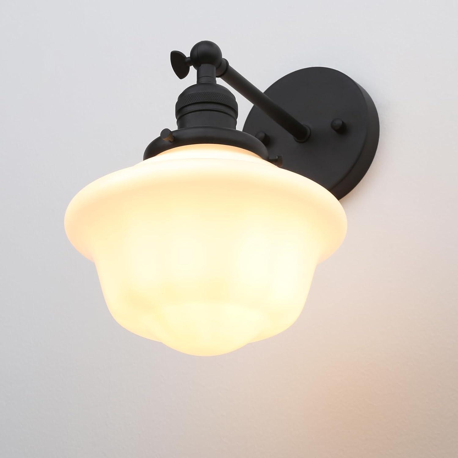 Wall Sconce Lamp With Milk White Glass Shade
