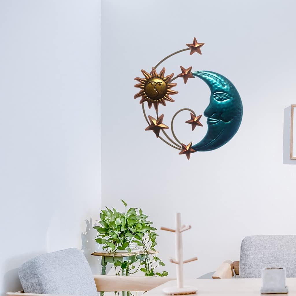 Celestial Iron Sun Moon and Stars Wall Sculpture