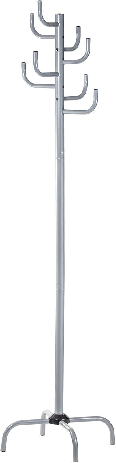 Gray Coat Rack - Freestanding Hat and Coat Stand with 8 Hooks
