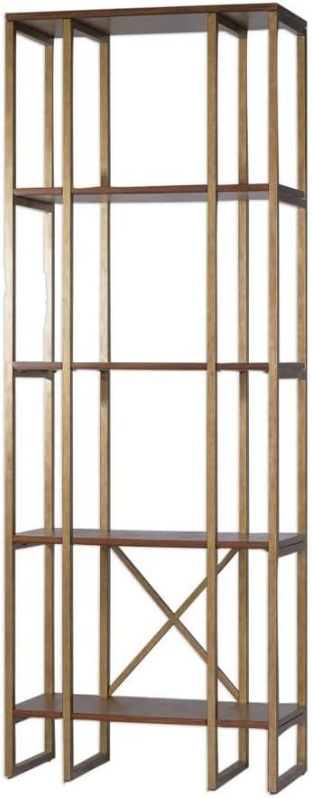 Karishma Transitional 86'' Antique Gold Metal Etagere