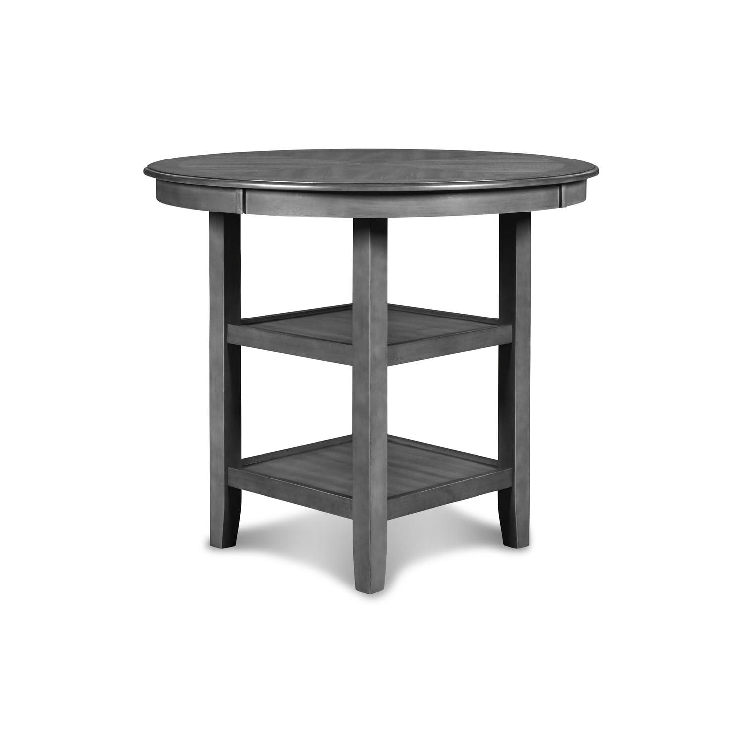 New Classic Furniture Gia 5-Piece Wood Round Counter Dining Set, 1 Counter Dining Table And 4 Chairs, 42 Inch, Gray