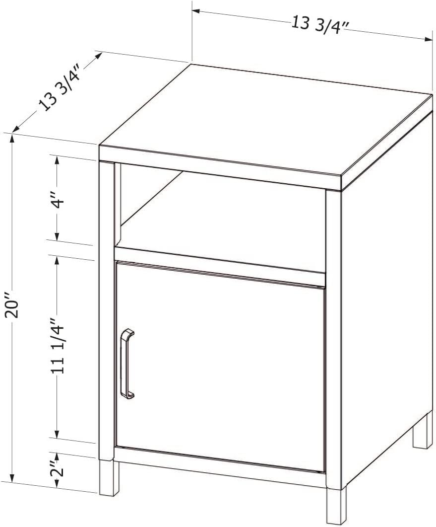 South Shore Kodali Nightstand Metal White: Laminated, Rectangle Bedside Table with Shelves, CARB Certified