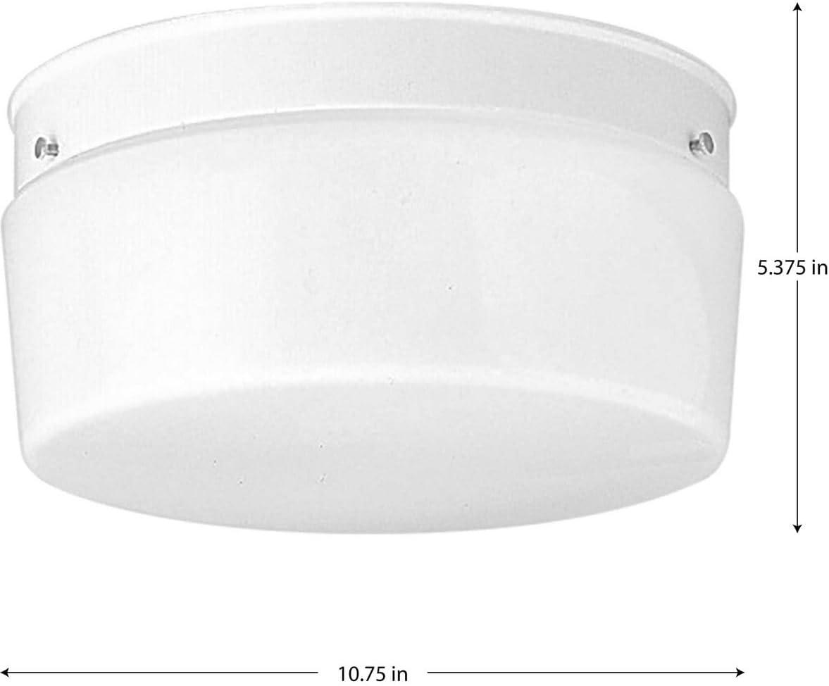 Progress Lighting Airpro 2-Light Flush Mount Ceiling Fixture, White Finish, White Glass Shade