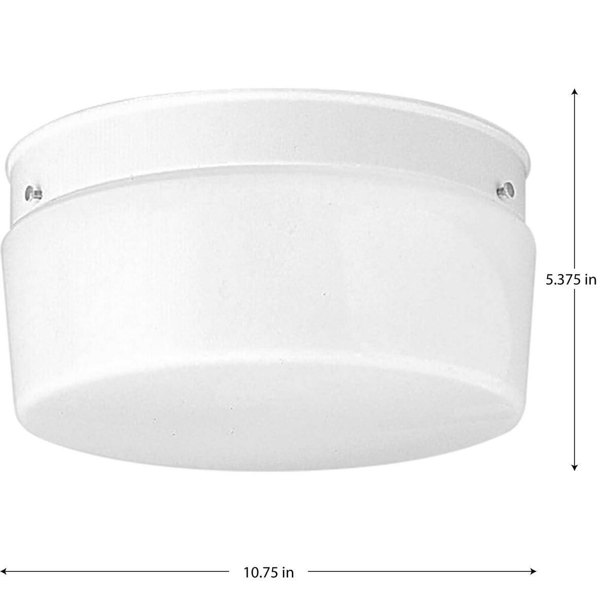 Progress Lighting Airpro 2-Light Flush Mount Ceiling Fixture, White Finish, White Glass Shade