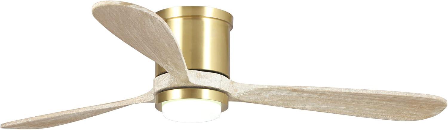 Golden Low Profile Ceiling Fan with LED Light and Remote