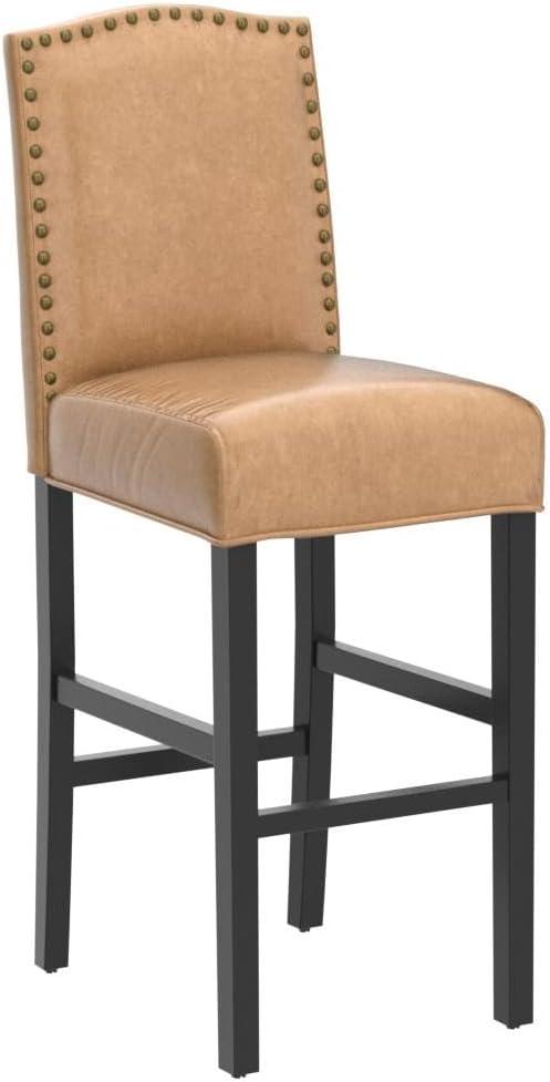 Set of 2 Upholstered PU Barstools with Studded Decor - Glitzhome