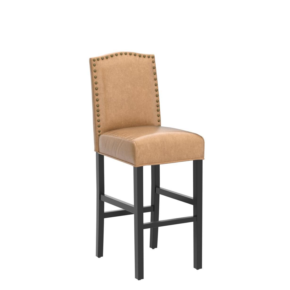 Set of 2 Upholstered PU Barstools with Studded Decor - Glitzhome