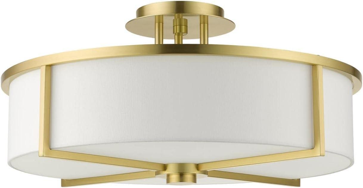 Contemporary Satin Brass 4-Light Indoor/Outdoor Drum Pendant